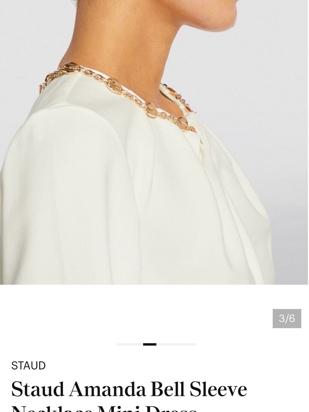 STAUD Cream Long-Sleeve Chain-Neck dress - Picture 2 of 7